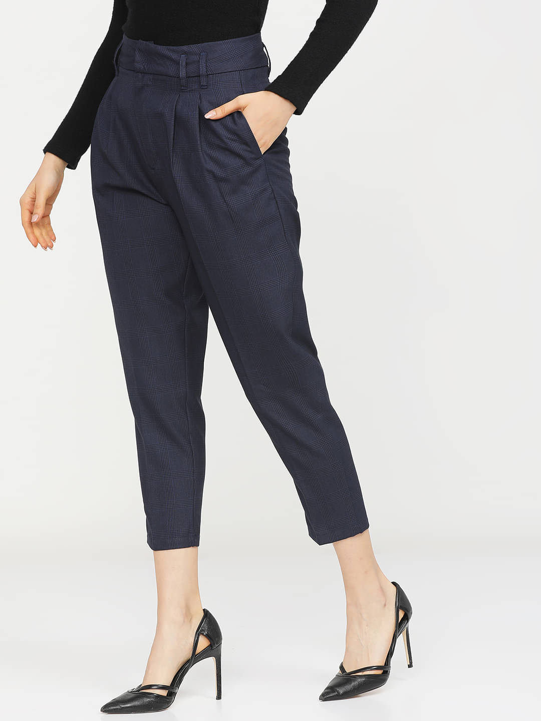     			Tokyo Talkies Pack of 1 Polyester Regular Women's Casual Pants ( Navy Blue )