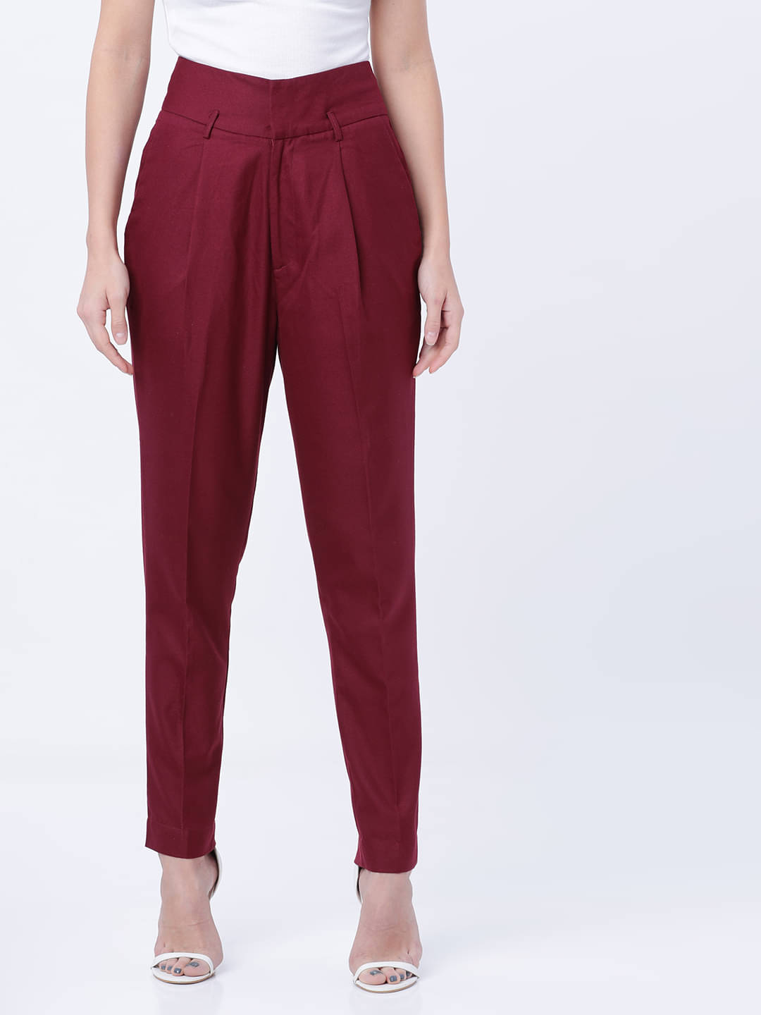     			Tokyo Talkies Pack of 1 Polyester Regular Women's Casual Pants ( Burgundy )