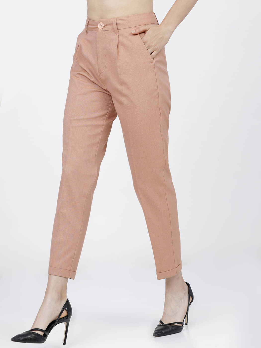     			Tokyo Talkies Pack of 1 Polyester Regular Women's Casual Pants ( Beige )