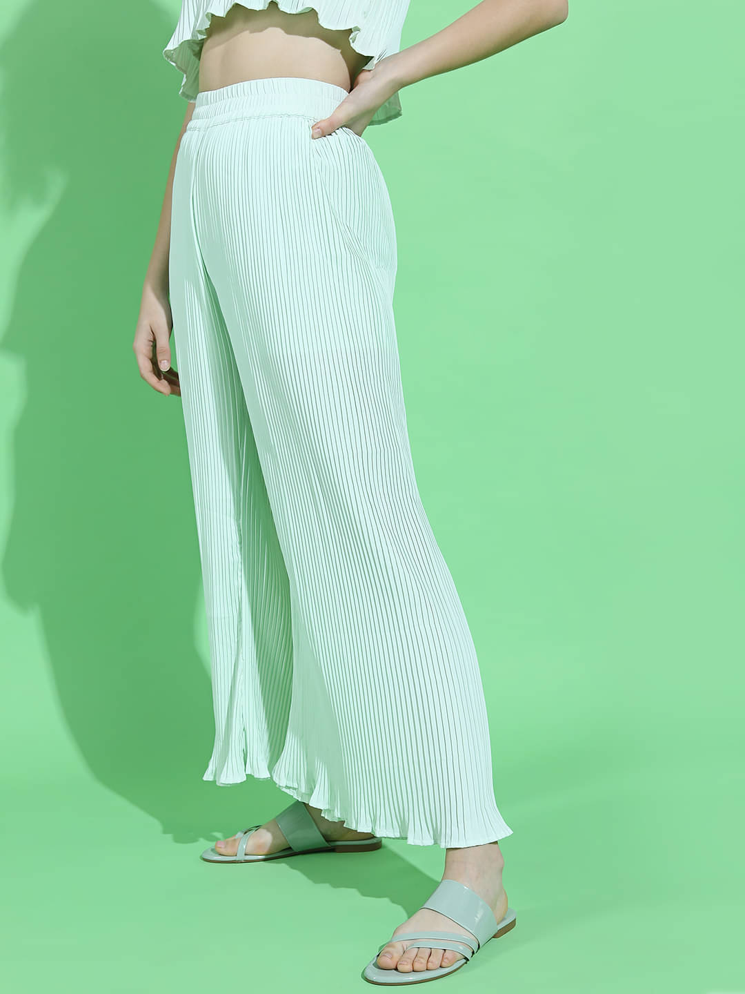     			Tokyo Talkies Pack of 1 Polyester Regular Women's Casual Pants ( Green )