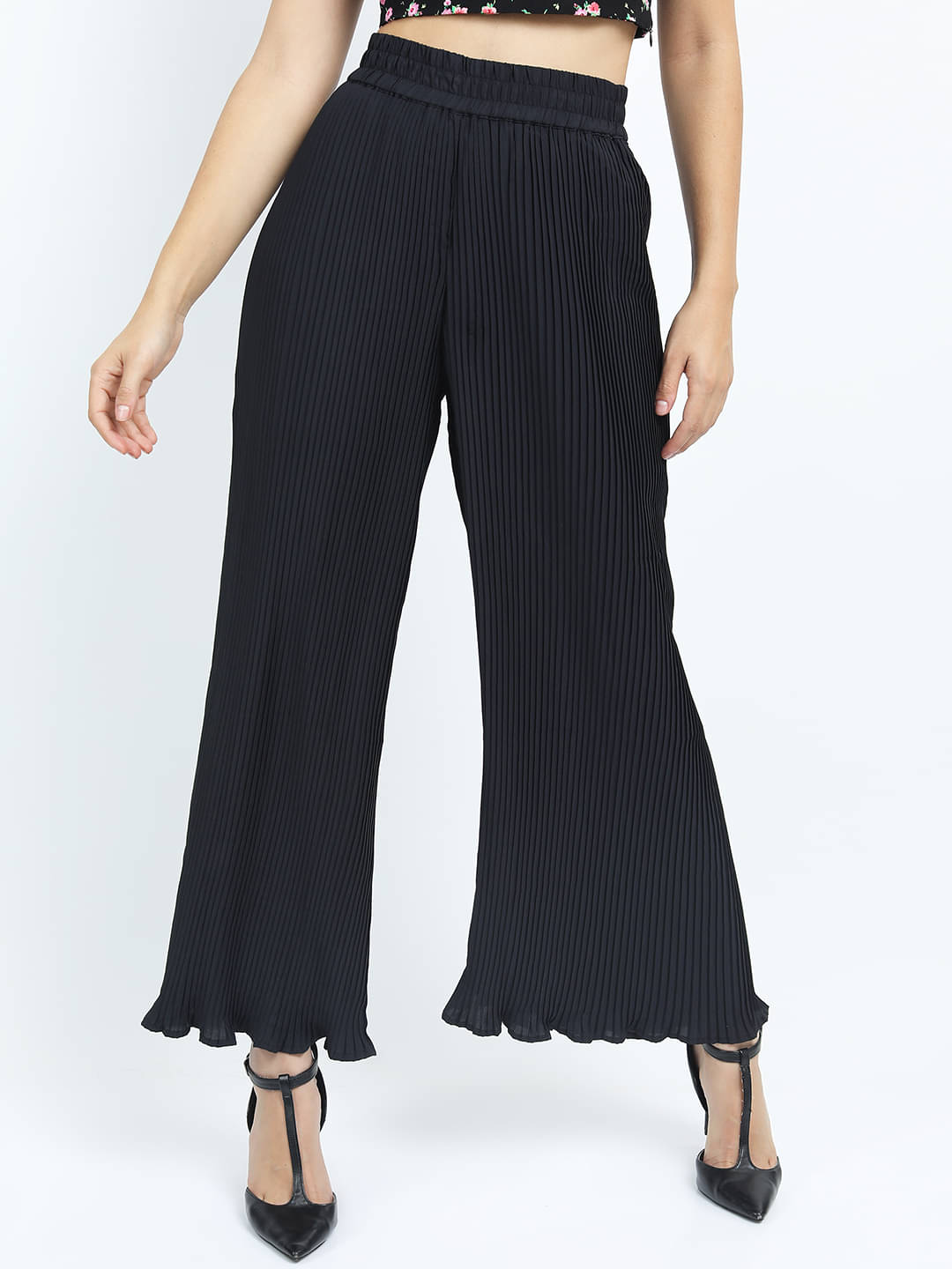     			Tokyo Talkies Pack of 1 Polyester Regular Women's Casual Pants ( Black )