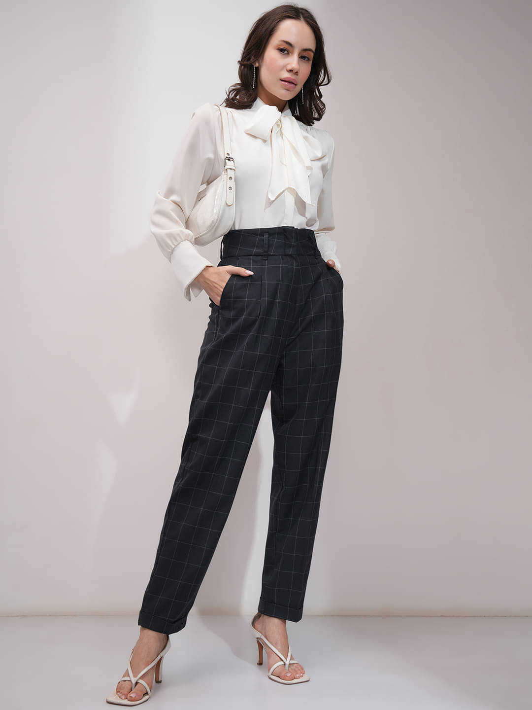 Tokyo Talkies Pack of 1 Polyester Straight Women's Casual Pants ( Navy Blue ) Tokyo Talkies Pack of 1 Polyester Straight Women's Casual Pants ( Navy Blue )