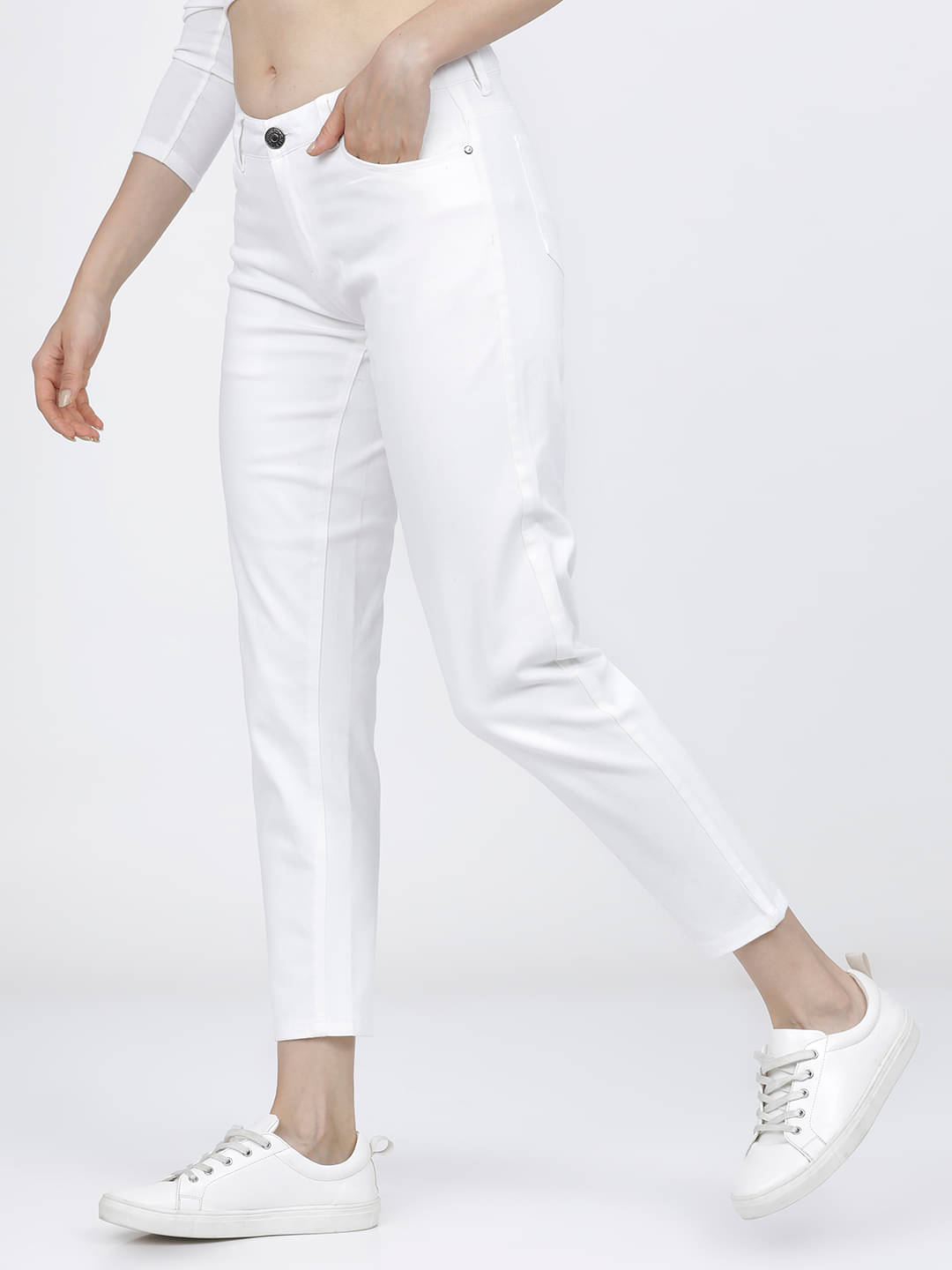     			Tokyo Talkies Pack of 1 Cotton Blend Slim Women's Chinos ( White )