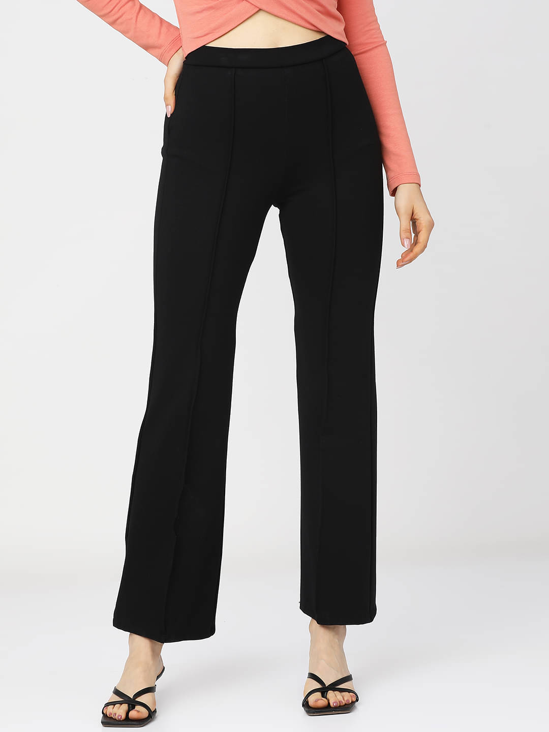     			Tokyo Talkies Pack of 1 Viscose Regular Women's Casual Pants ( Black )