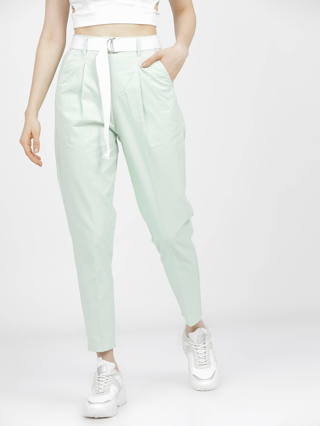     			Tokyo Talkies Pack of 1 Cotton Straight Women's Casual Pants ( Green )