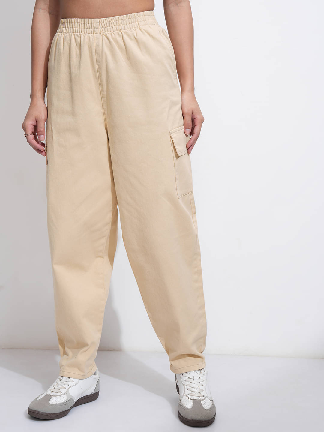     			Tokyo Talkies Pack of 1 Cotton Regular Women's Cargo Pants ( Beige )
