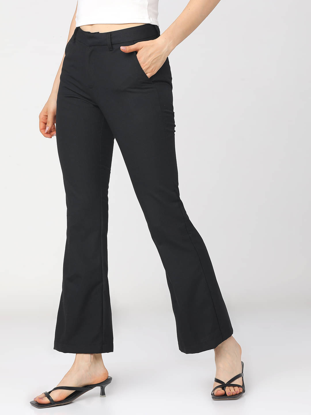     			Tokyo Talkies Pack of 1 Polyester Straight Women's Casual Pants ( Black )