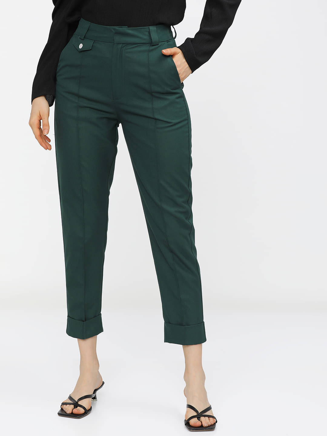     			Tokyo Talkies Pack of 1 Polyester Tapered Women's Casual Pants ( Green )
