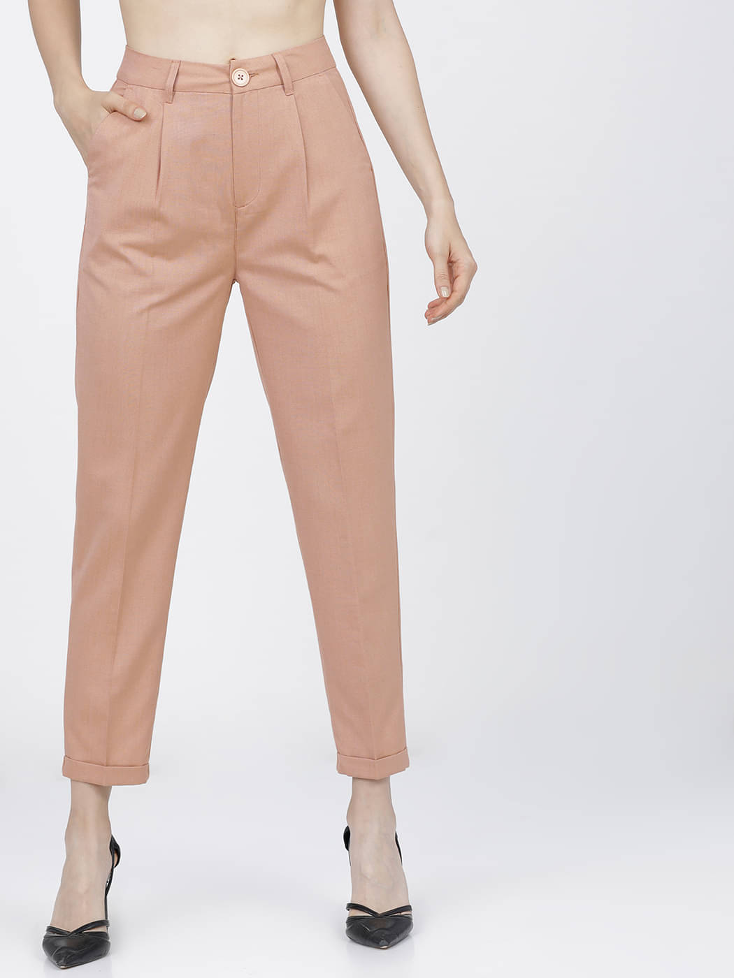     			Tokyo Talkies Pack of 1 Polyester Regular Women's Casual Pants ( Beige )