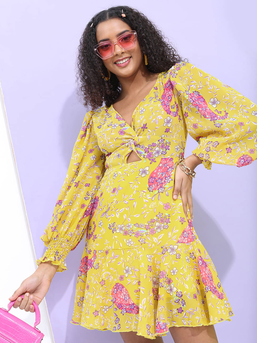 Tokyo Talkies Women Polyester Blend Printed Bodycon Dress ( Yellow )     			Tokyo Talkies Women Polyester Blend Printed Bodycon Dress ( Yellow )