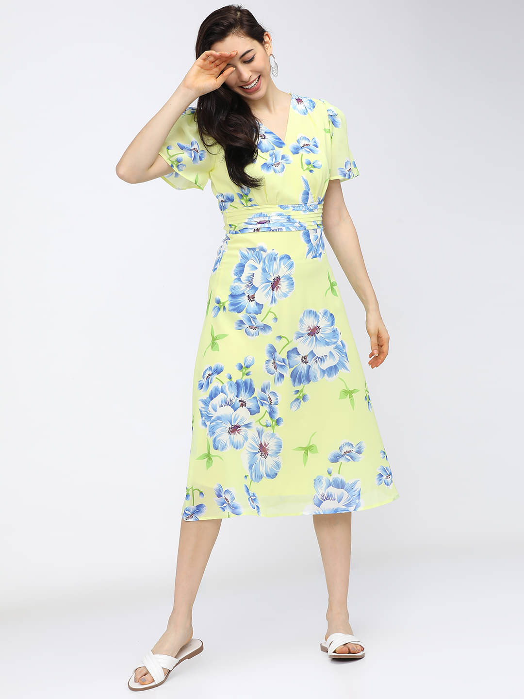 Tokyo Talkies Women Polyester Printed A-line Dress ( Yellow ) Tokyo Talkies Women Polyester Printed A-line Dress ( Yellow )