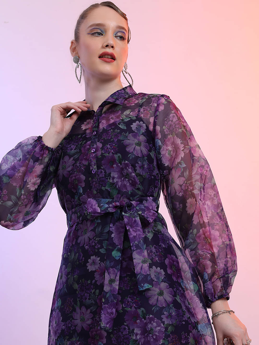 Tokyo Talkies Women Polyester Printed Bodycon Dress ( Purple ) Tokyo Talkies Women Polyester Printed Bodycon Dress ( Purple )