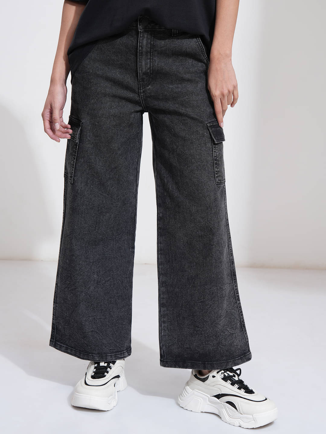     			Tokyo Talkies Women Wide Leg Waist Jeans