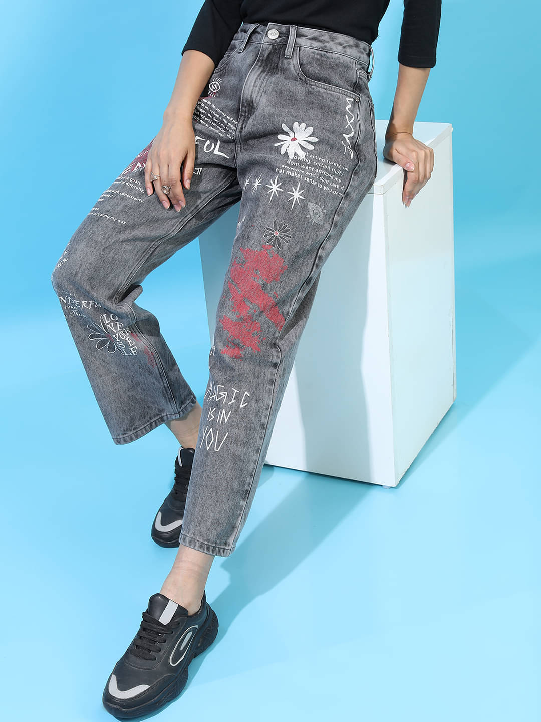     			Tokyo Talkies Women Wide Leg Waist Jeans