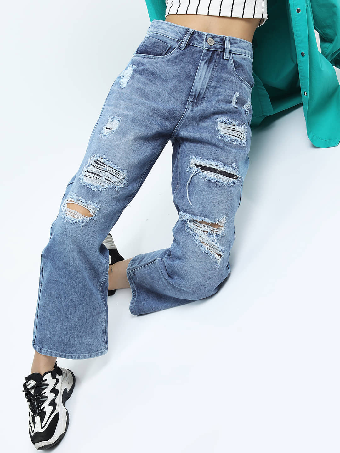 Tokyo Talkies Women Wide Leg Waist Jeans - Jeans | Buy online on ZillyBuy