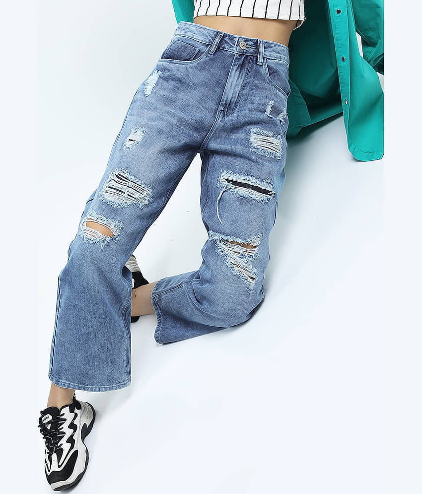 Tokyo Talkies Women Wide Leg Waist Jeans - Jeans | Buy online on ZillyBuy