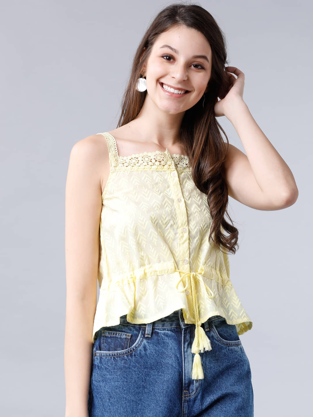     			Tokyo Talkies Women's Cotton Blend Regular Top ( Yellow )