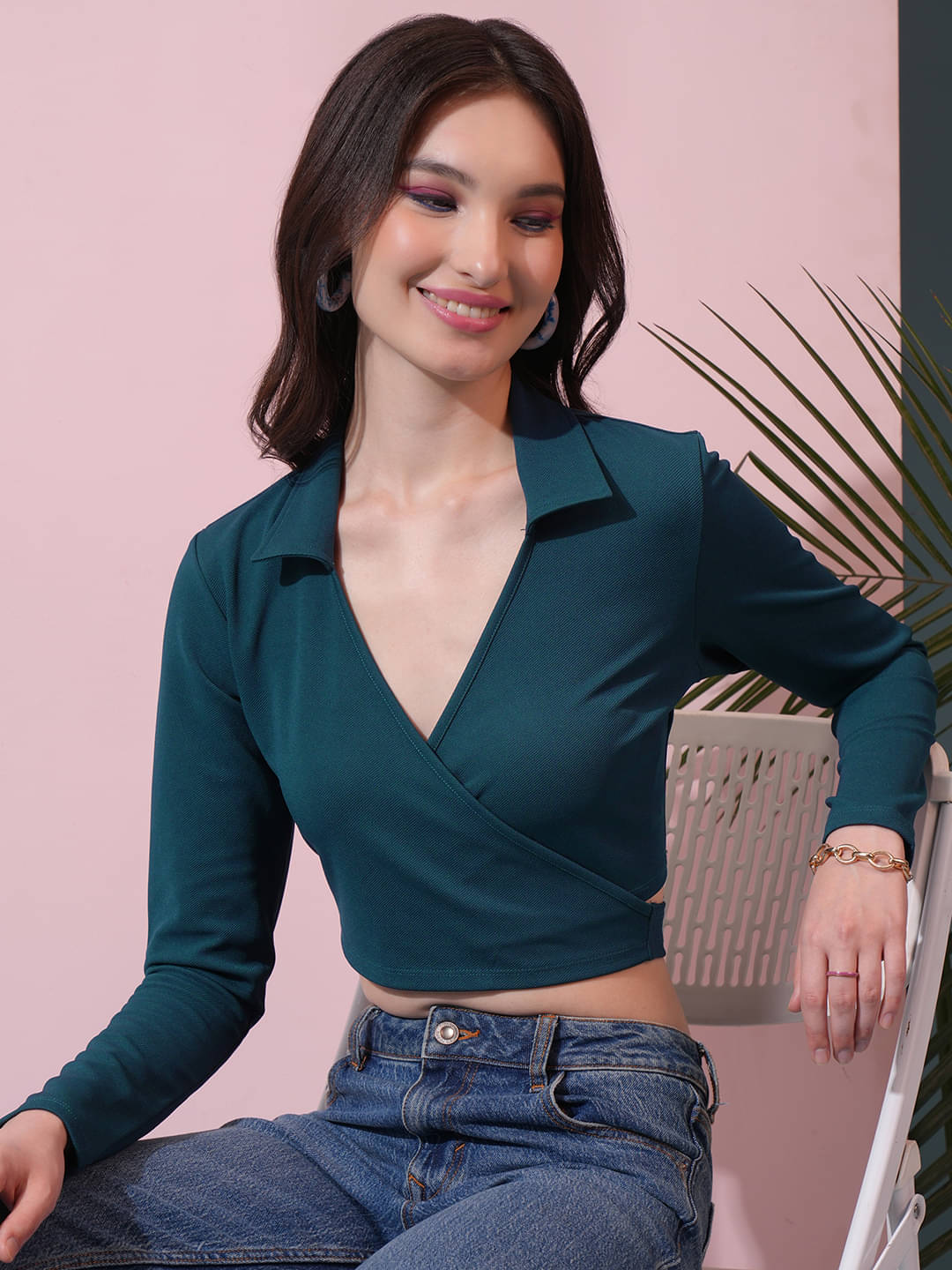     			Tokyo Talkies Women's Polyester Wrap Top ( Teal )