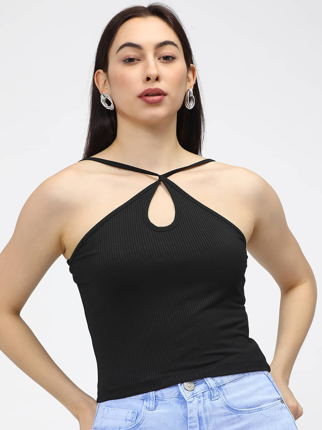     			Tokyo Talkies Women's Polyester Crop Top ( Black )