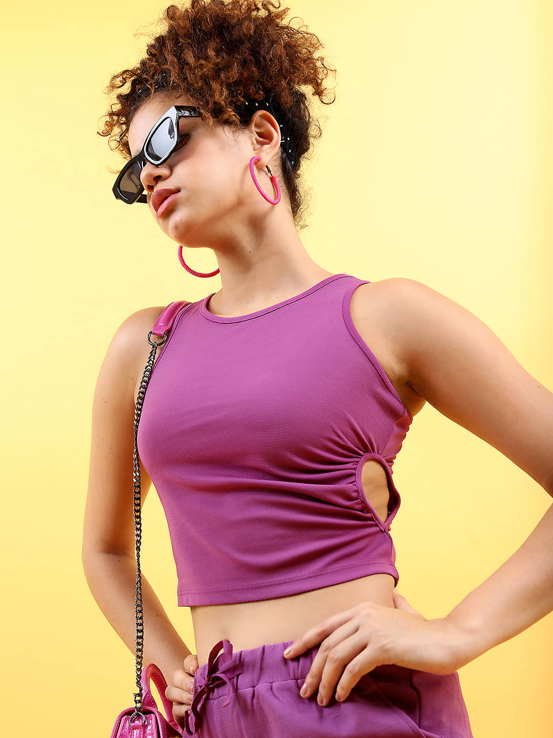 Tokyo Talkies Women's Polyester Regular Top ( Purple )