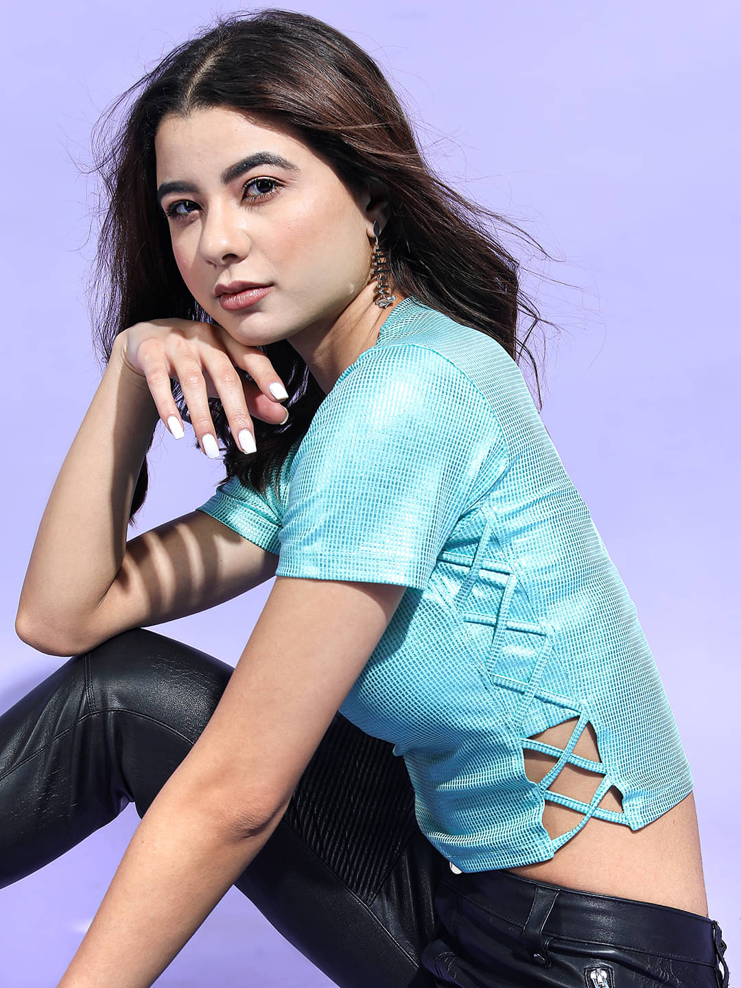     			Tokyo Talkies Women's Polyester Crop Top ( Blue )