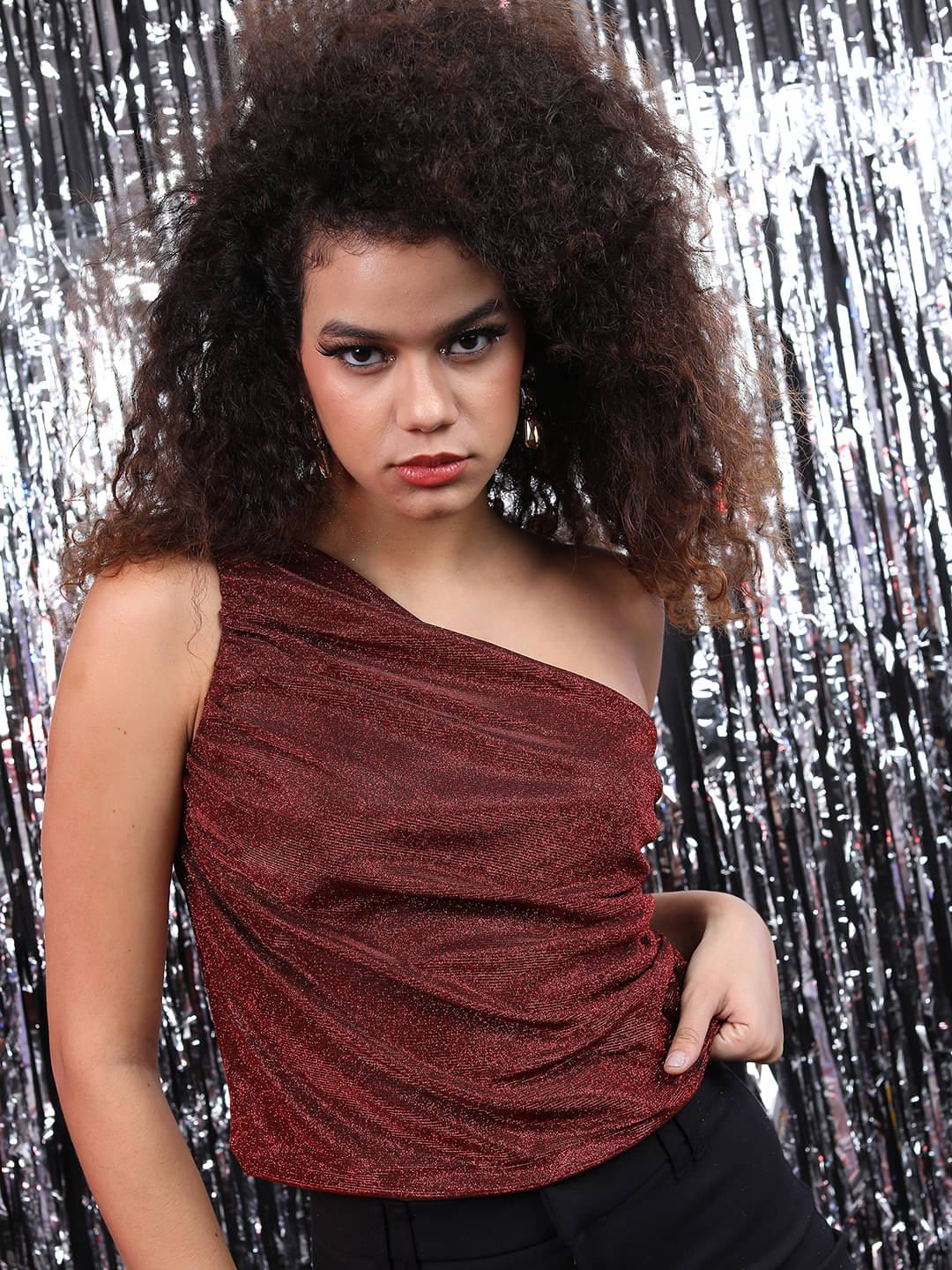 Tokyo Talkies Women's Polyester Crop Top ( Red ) Tokyo Talkies Women's Polyester Crop Top ( Red )