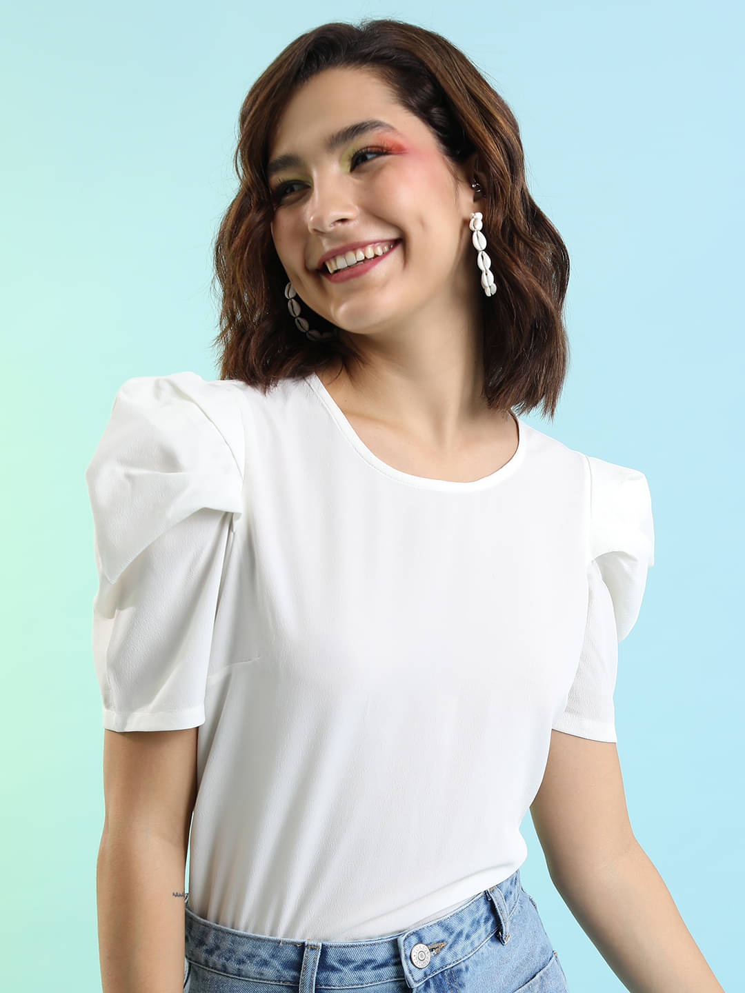     			Tokyo Talkies Women's Polyester Regular Top ( Off White )