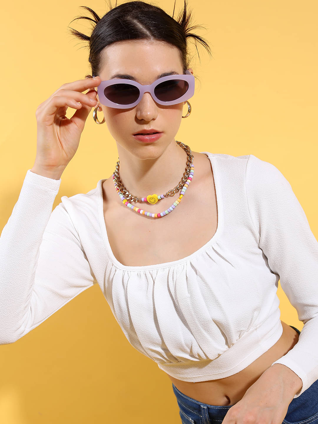Tokyo Talkies Women's Polyester Regular Top ( White ) Tokyo Talkies Women's Polyester Regular Top ( White )