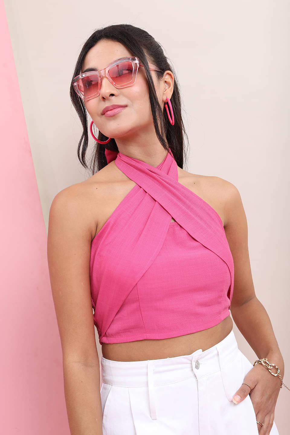 Tokyo Talkies Women's Polyester Regular Top ( Pink ) Tokyo Talkies Women's Polyester Regular Top ( Pink )