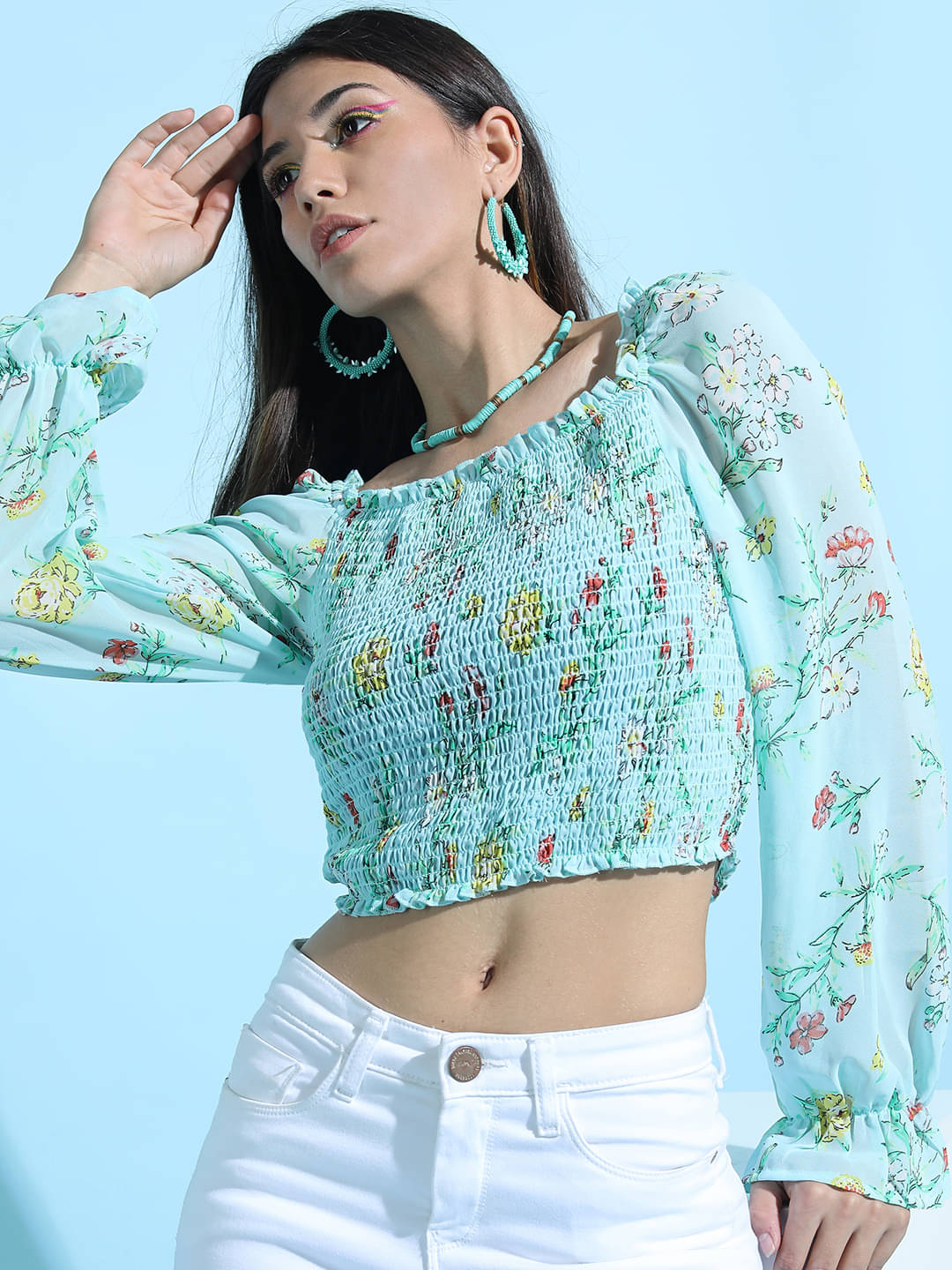 Tokyo Talkies Women's Polyester Regular Top ( Blue ) Tokyo Talkies Women's Polyester Regular Top ( Blue )