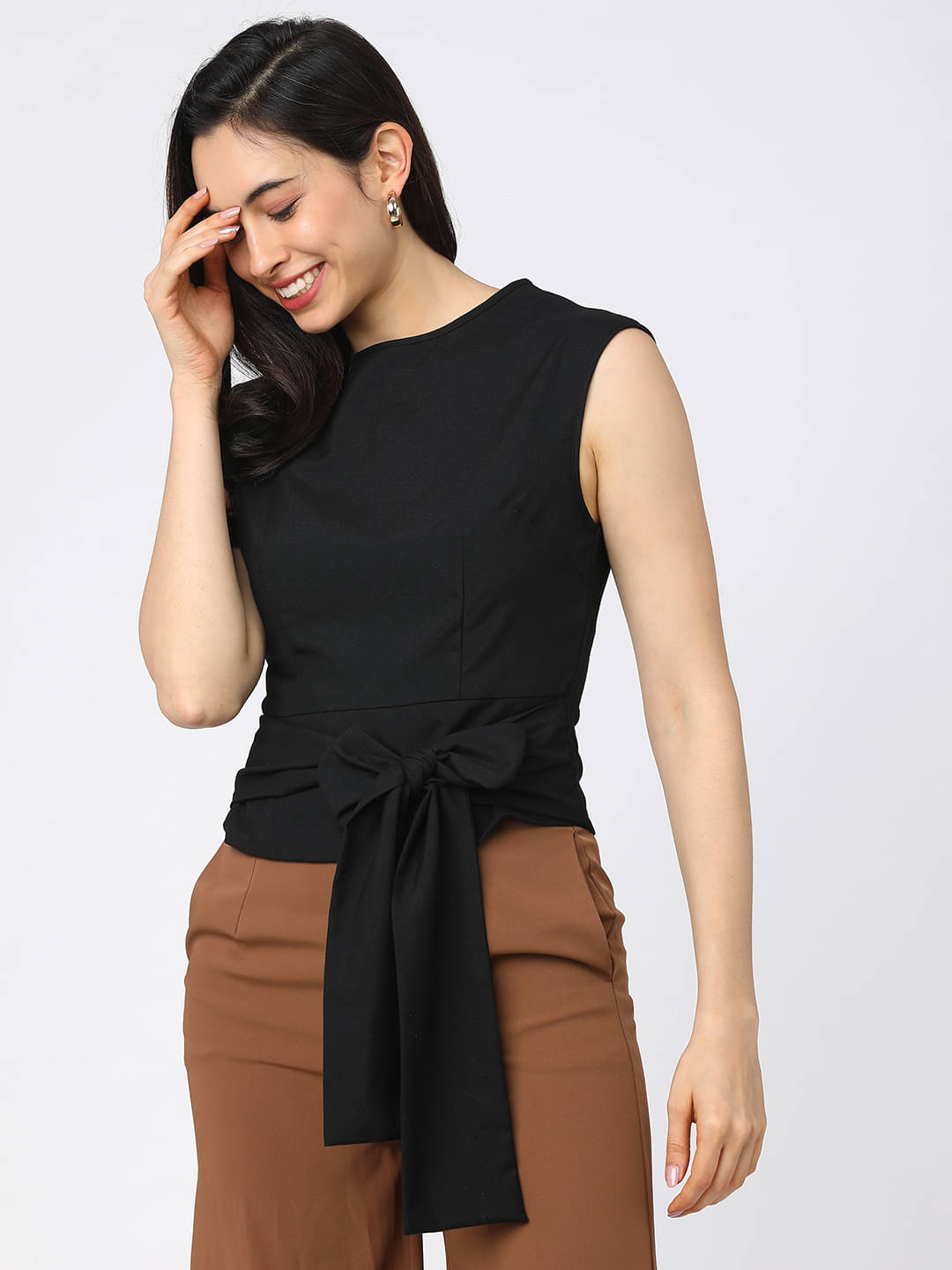     			Tokyo Talkies Women's Polyester Regular Top ( Black )
