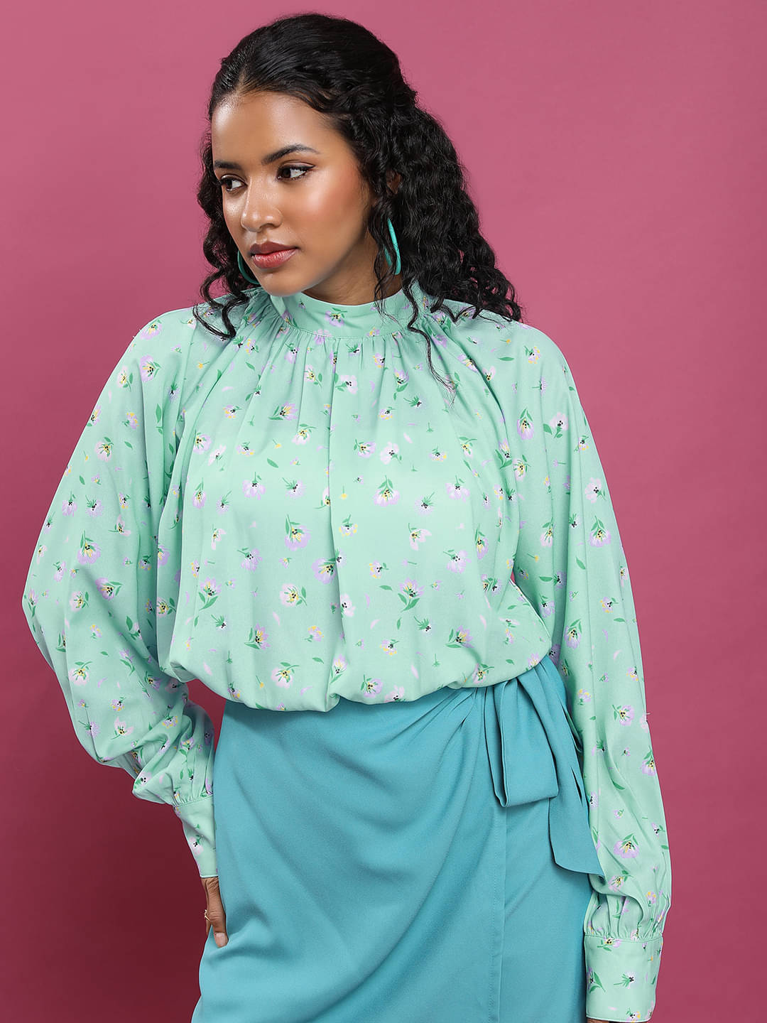 Tokyo Talkies Women's Polyester Crop Top ( Green ) Tokyo Talkies Women's Polyester Crop Top ( Green )