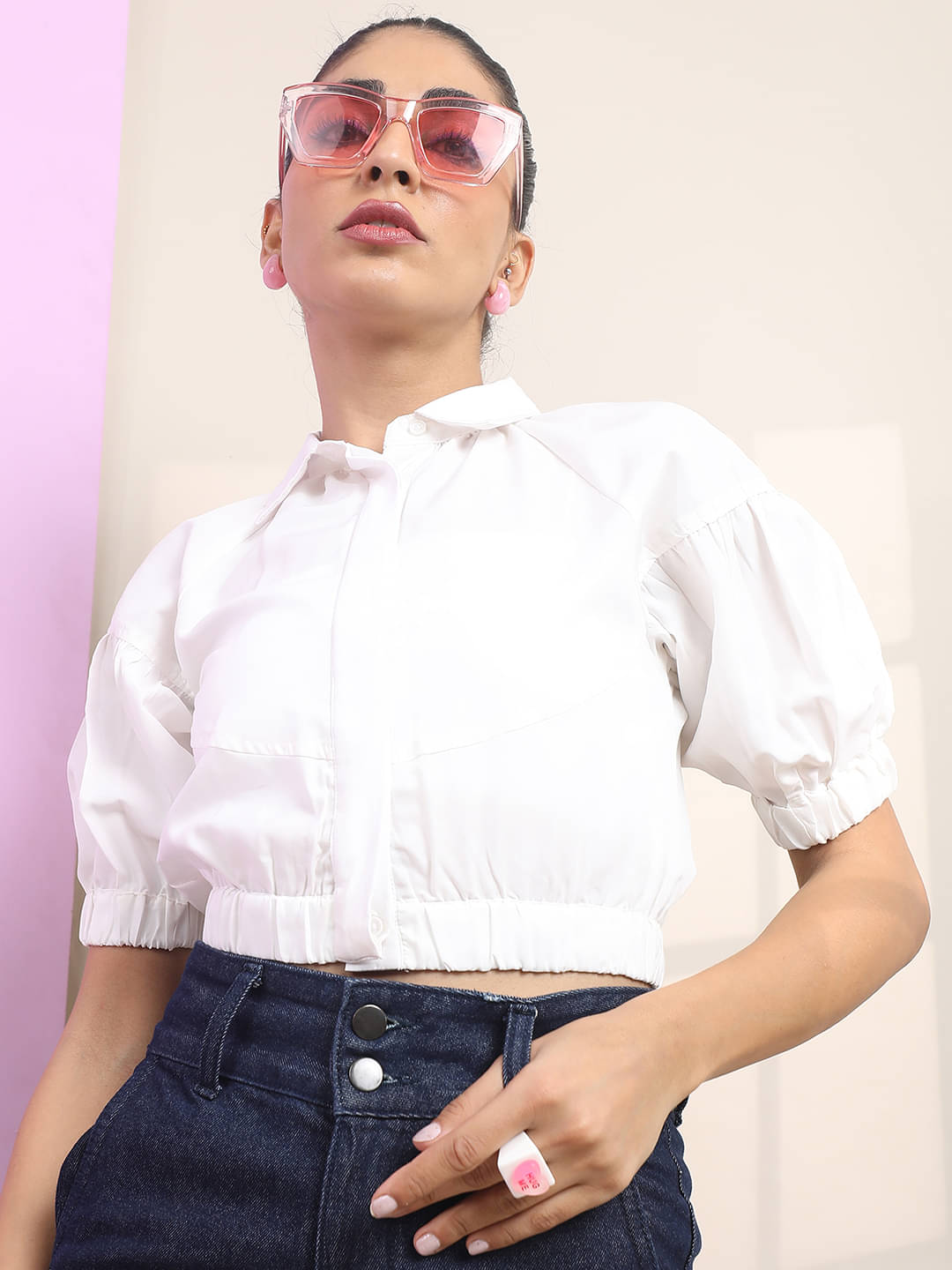 Tokyo Talkies Women's Polyester Regular Top ( White )     			Tokyo Talkies Women's Polyester Regular Top ( White )