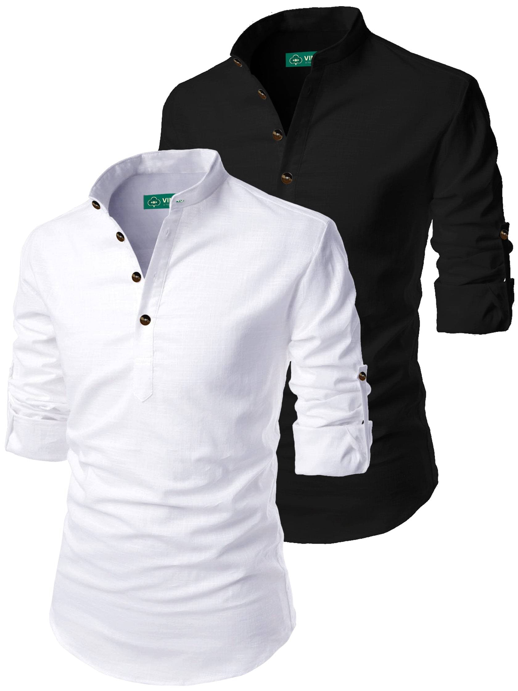     			VIMASUTI Black Cotton Men's Regular Kurta ( Pack of 2 )