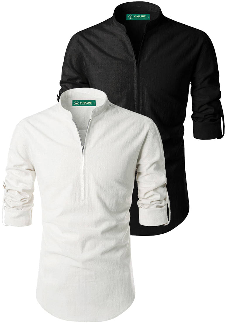     			VIMASUTI Black Cotton Men's Regular Kurta ( Pack of 2 )