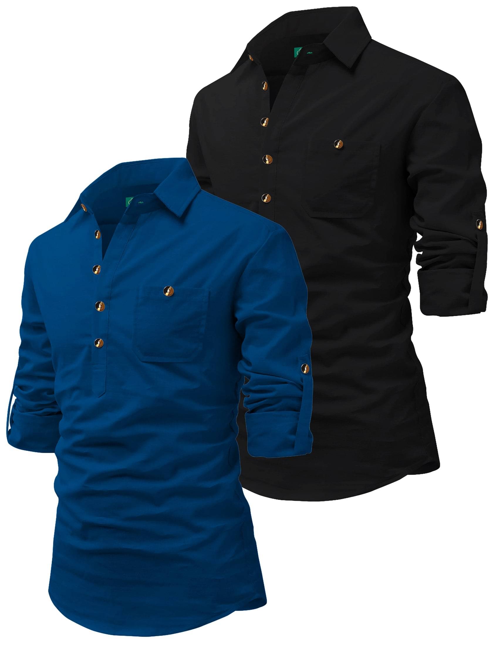 VIMASUTI Blue Cotton Men's Regular Kurta ( Pack of 2 ) VIMASUTI Blue Cotton Men's Regular Kurta ( Pack of 2 )