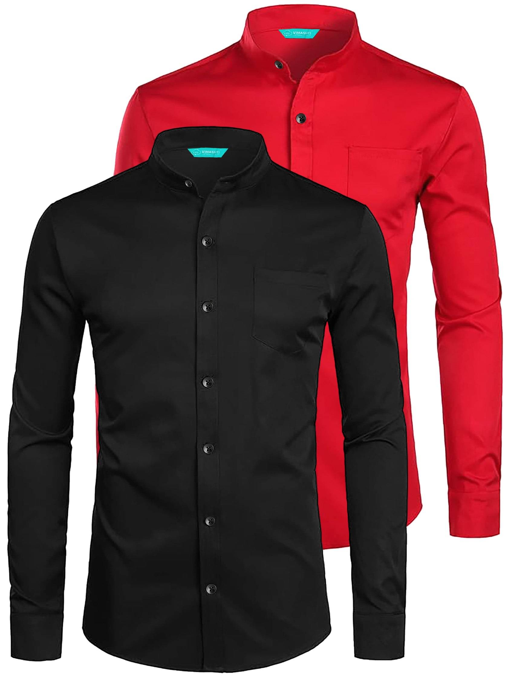 VIMASUTI Cotton Blend Slim Fit Solids Full Sleeves Men's Casual Shirt - Red ( Pack of 2 ) VIMASUTI Cotton Blend Slim Fit Solids Full Sleeves Men's Casual Shirt - Red ( Pack of 2 )