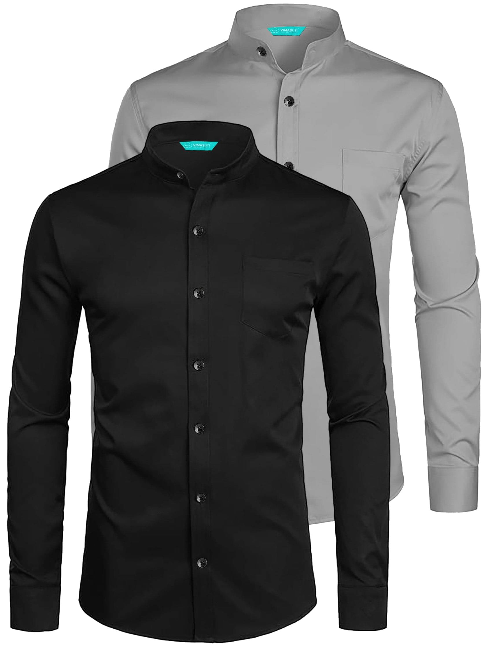VIMASUTI Cotton Blend Slim Fit Solids Full Sleeves Men's Casual Shirt - Grey ( Pack of 2 ) VIMASUTI Cotton Blend Slim Fit Solids Full Sleeves Men's Casual Shirt - Grey ( Pack of 2 )