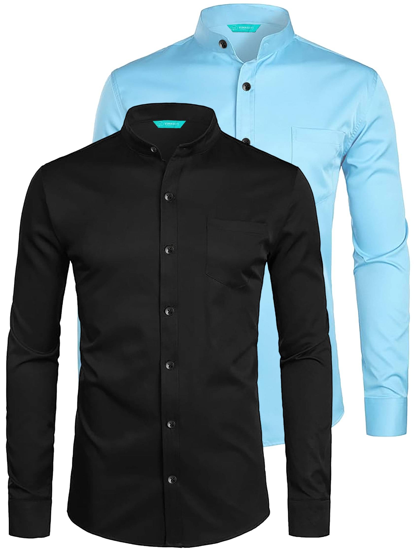 VIMASUTI Cotton Blend Slim Fit Solids Full Sleeves Men's Casual Shirt - Aqua Blue ( Pack of 2 ) VIMASUTI Cotton Blend Slim Fit Solids Full Sleeves Men's Casual Shirt - Aqua Blue ( Pack of 2 )