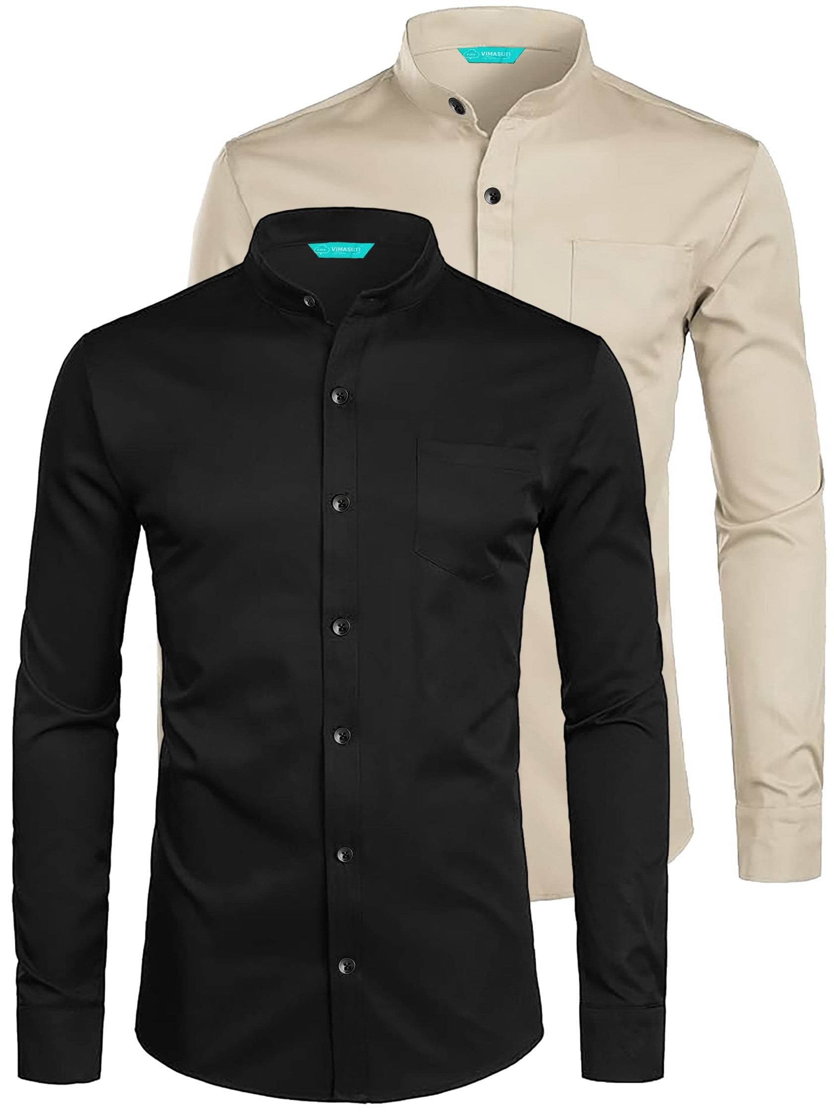     			VIMASUTI Cotton Blend Slim Fit Solids Full Sleeves Men's Casual Shirt - Beige ( Pack of 2 )