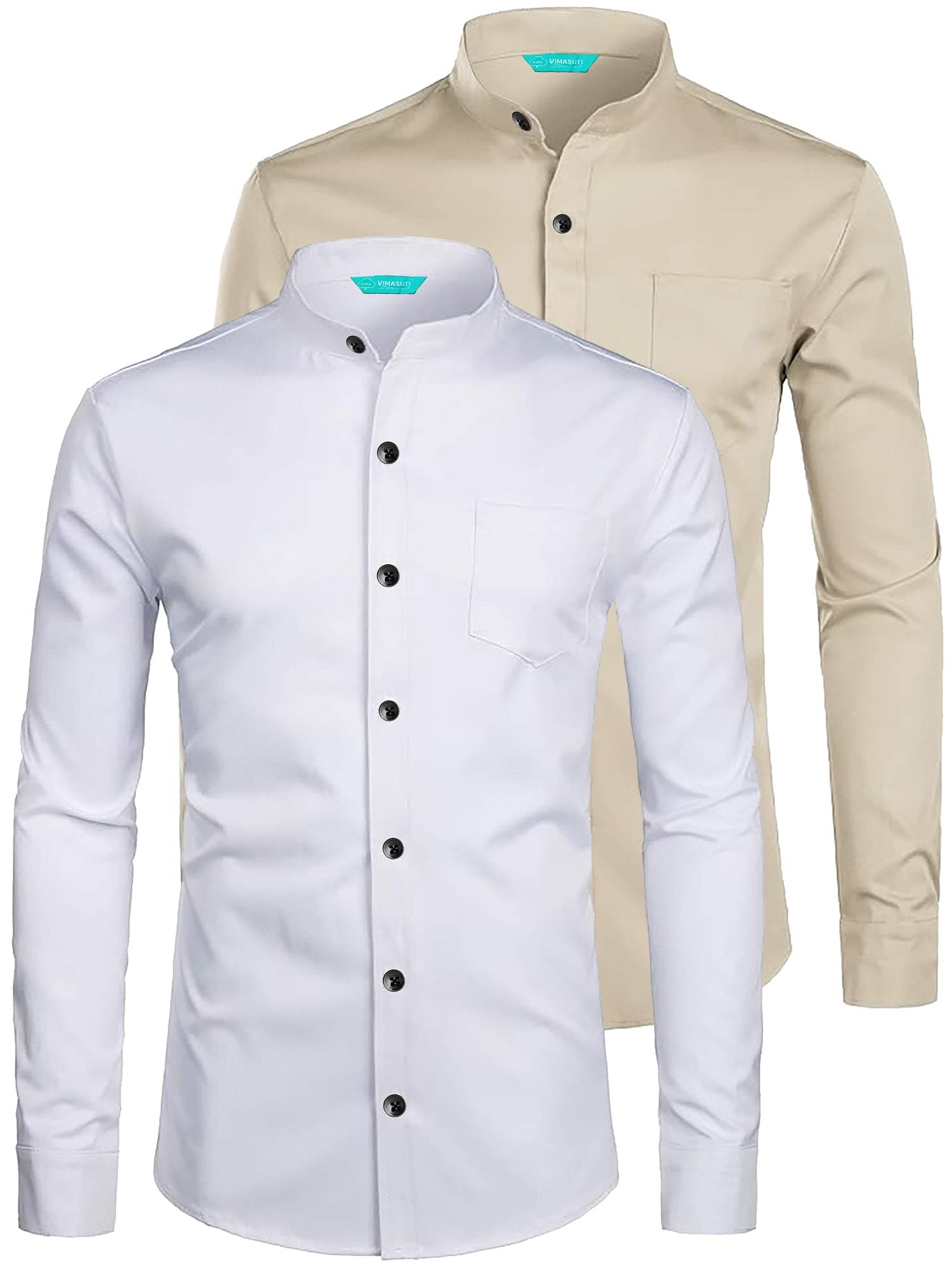VIMASUTI Cotton Blend Slim Fit Solids Full Sleeves Men's Casual Shirt - Beige ( Pack of 2 ) VIMASUTI Cotton Blend Slim Fit Solids Full Sleeves Men's Casual Shirt - Beige ( Pack of 2 )