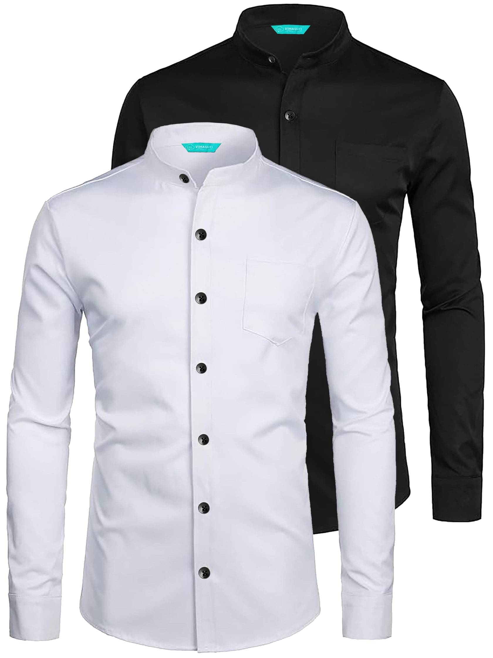     			VIMASUTI Cotton Blend Slim Fit Solids Full Sleeves Men's Casual Shirt - Black ( Pack of 2 )