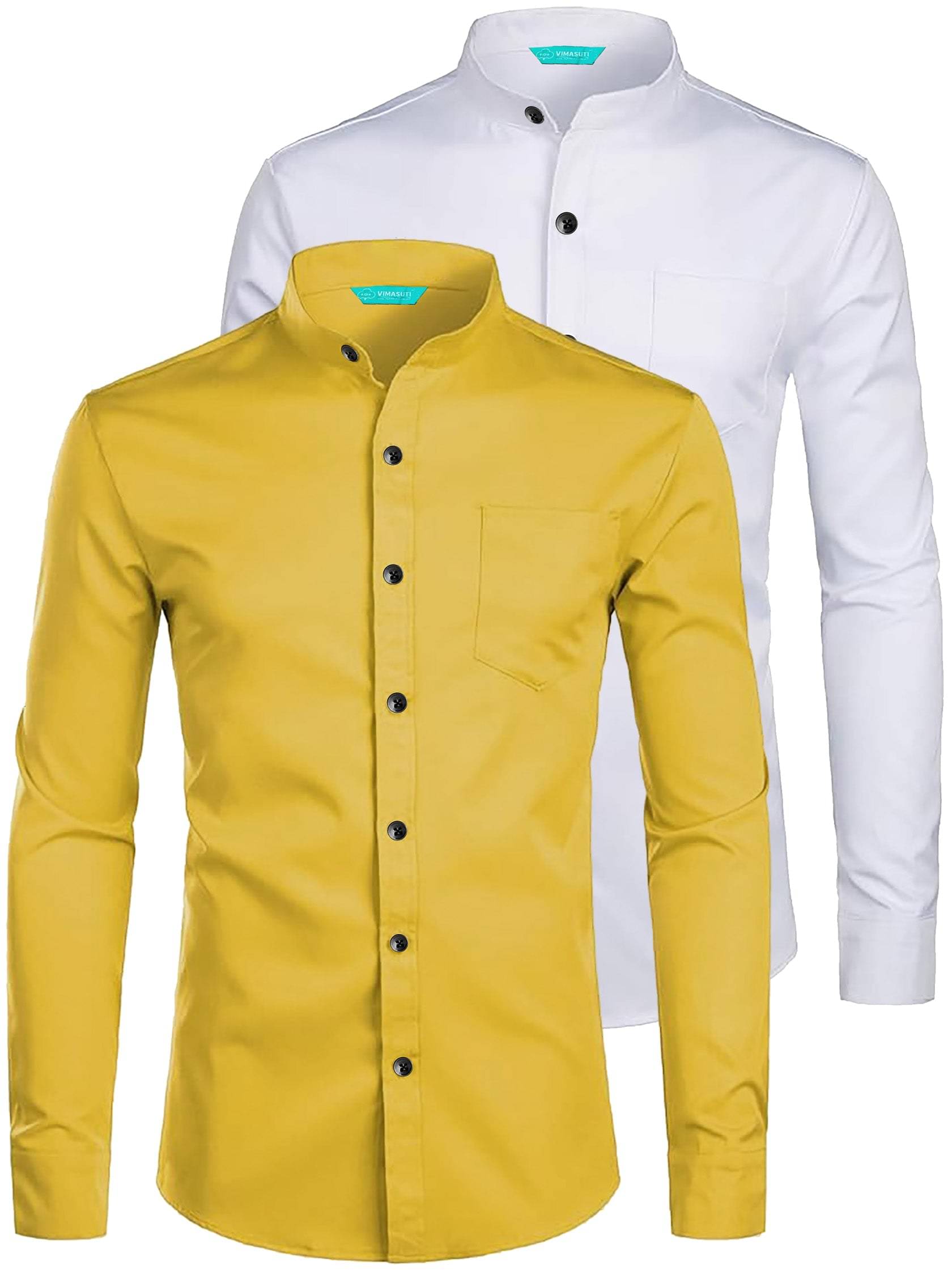 VIMASUTI Cotton Blend Slim Fit Solids Full Sleeves Men's Casual Shirt - Yellow ( Pack of 2 ) VIMASUTI Cotton Blend Slim Fit Solids Full Sleeves Men's Casual Shirt - Yellow ( Pack of 2 )