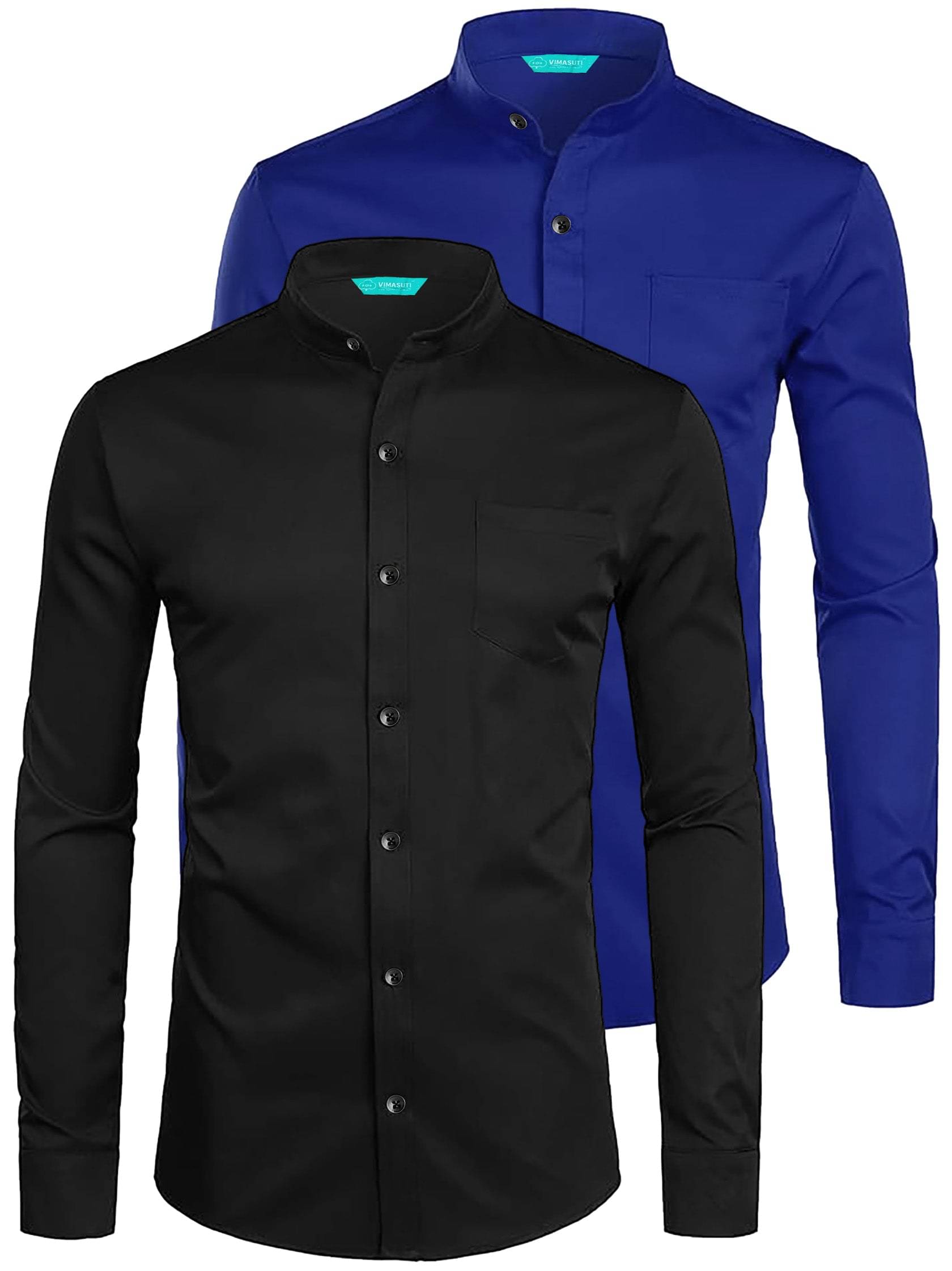 VIMASUTI Cotton Blend Slim Fit Solids Full Sleeves Men's Casual Shirt - Dark Blue ( Pack of 2 ) VIMASUTI Cotton Blend Slim Fit Solids Full Sleeves Men's Casual Shirt - Dark Blue ( Pack of 2 )