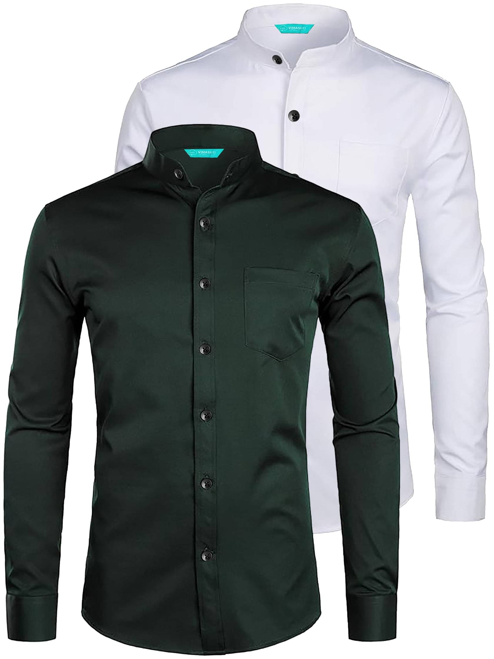 VIMASUTI Cotton Blend Slim Fit Solids Full Sleeves Men's Casual Shirt - Green ( Pack of 2 ) VIMASUTI Cotton Blend Slim Fit Solids Full Sleeves Men's Casual Shirt - Green ( Pack of 2 )