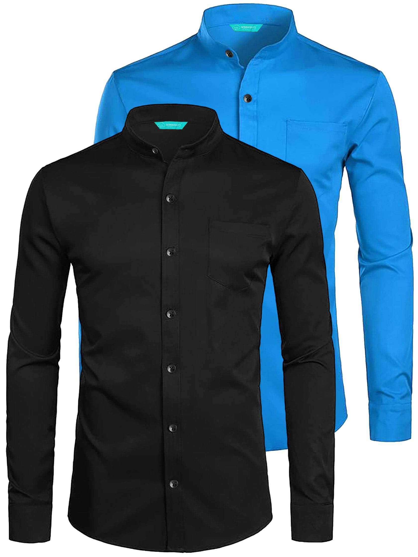 VIMASUTI Cotton Blend Slim Fit Solids Full Sleeves Men's Casual Shirt - Turquoise ( Pack of 2 )     			VIMASUTI Cotton Blend Slim Fit Solids Full Sleeves Men's Casual Shirt - Turquoise ( Pack of 2 )