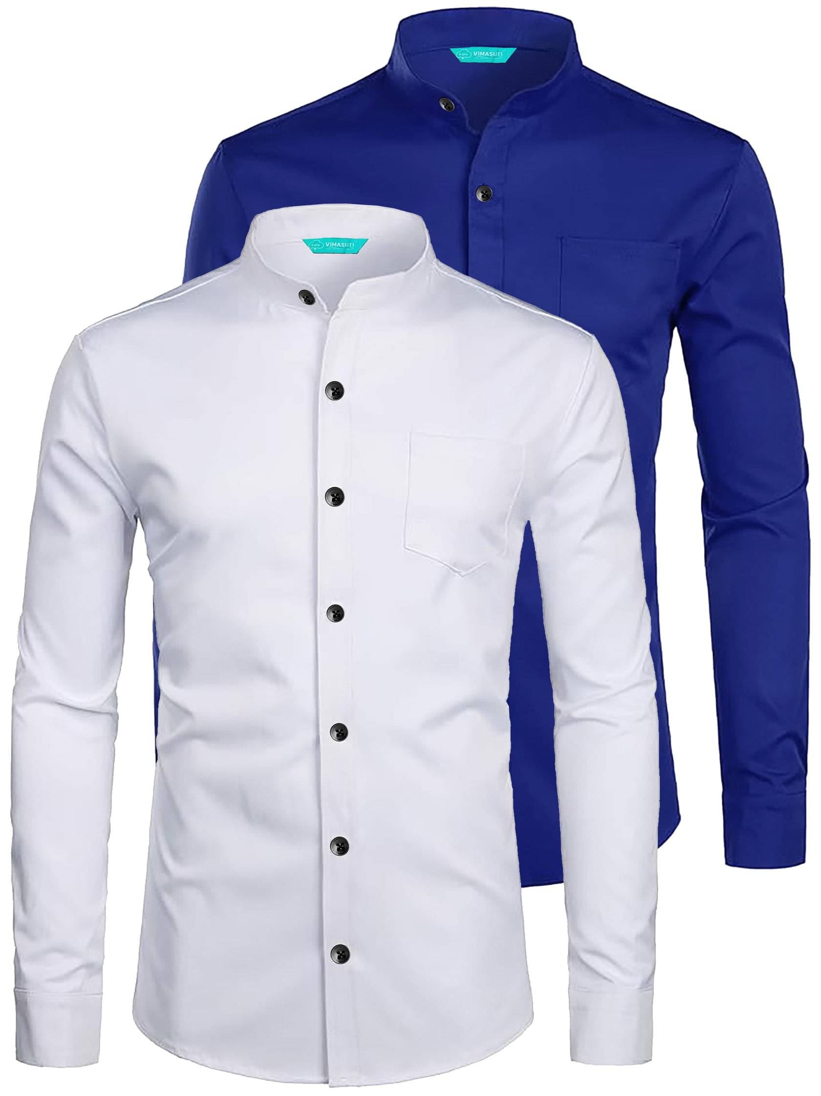     			VIMASUTI Cotton Blend Slim Fit Solids Full Sleeves Men's Casual Shirt - Dark Blue ( Pack of 2 )