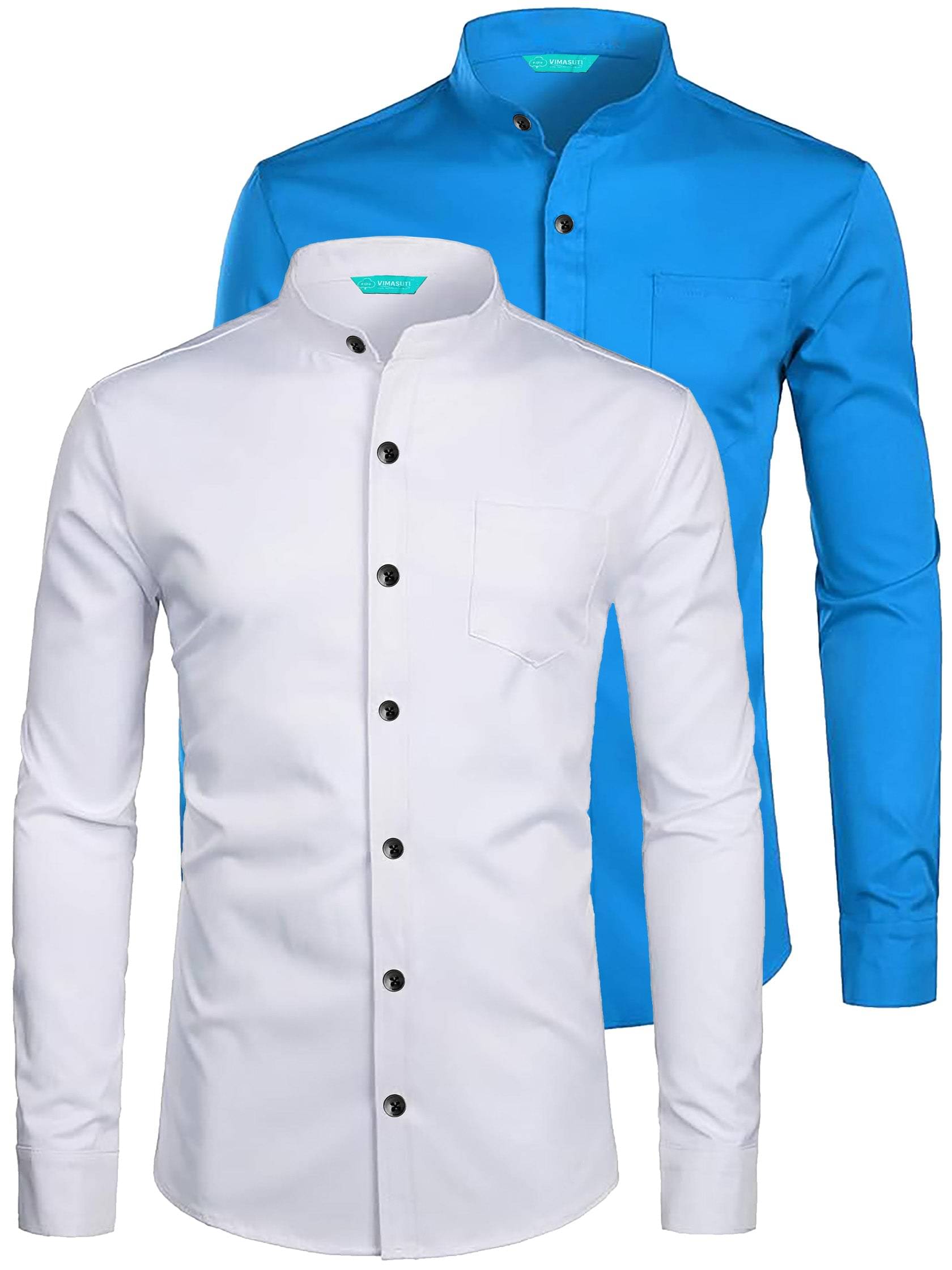 VIMASUTI Cotton Blend Slim Fit Solids Full Sleeves Men's Casual Shirt - Turquoise ( Pack of 2 ) VIMASUTI Cotton Blend Slim Fit Solids Full Sleeves Men's Casual Shirt - Turquoise ( Pack of 2 )