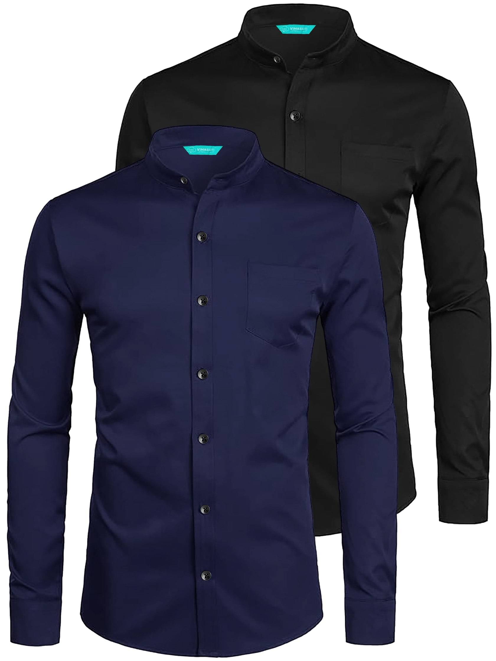 VIMASUTI Cotton Blend Slim Fit Solids Full Sleeves Men's Casual Shirt - Navy Blue ( Pack of 2 ) VIMASUTI Cotton Blend Slim Fit Solids Full Sleeves Men's Casual Shirt - Navy Blue ( Pack of 2 )