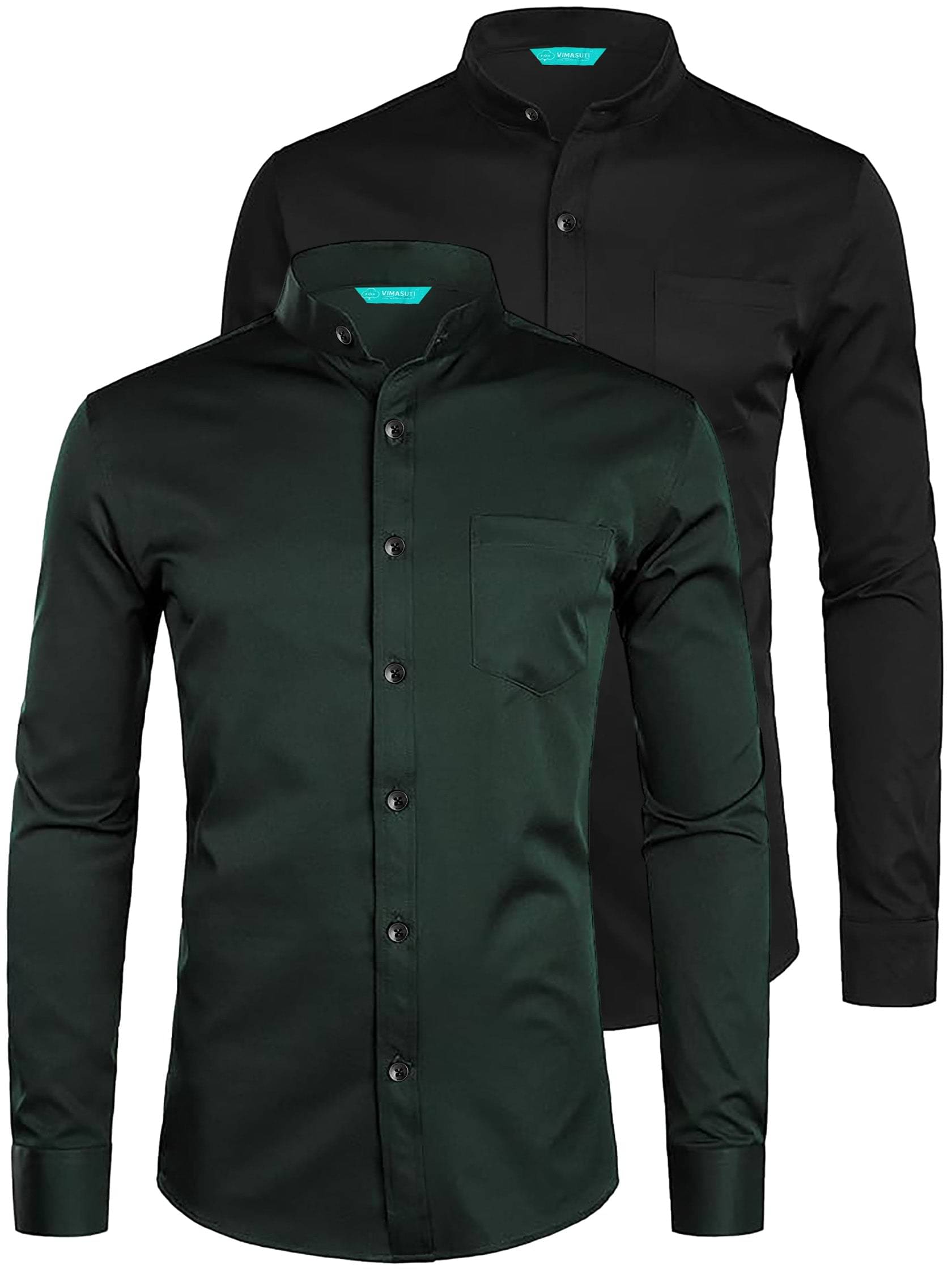 VIMASUTI Cotton Blend Slim Fit Solids Full Sleeves Men's Casual Shirt - Green ( Pack of 2 ) VIMASUTI Cotton Blend Slim Fit Solids Full Sleeves Men's Casual Shirt - Green ( Pack of 2 )